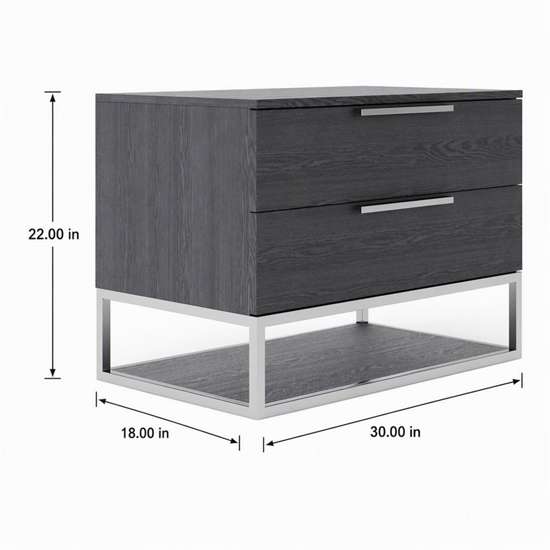 Pemberly Row Heloise Contemporary Veneer Wood Nightstand in Grey Elm