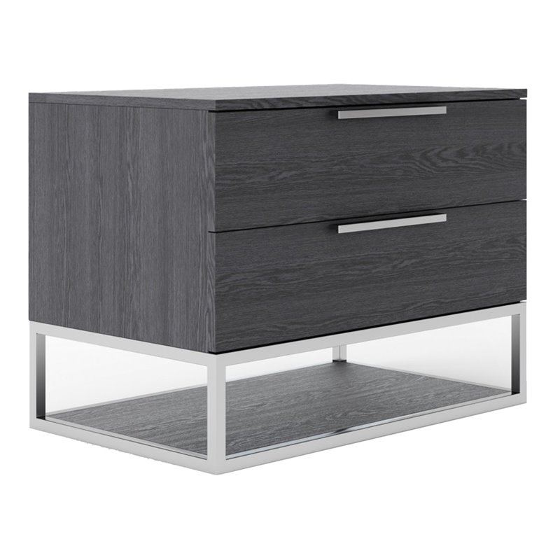 Pemberly Row Heloise Contemporary Veneer Wood Nightstand in Grey Elm