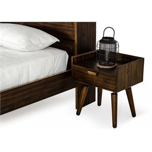 Pemberly Row Sutton Acacia Veneer Wood Nightstand in Walnut Finish