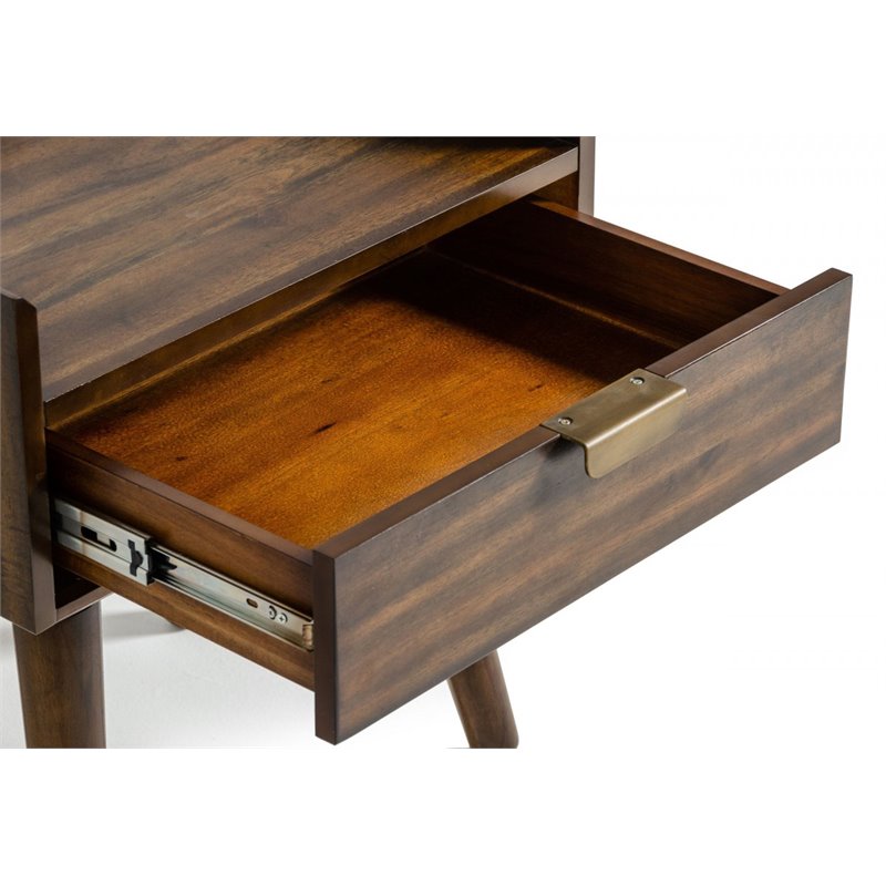 Pemberly Row Sutton Acacia Veneer Wood Nightstand in Walnut Finish