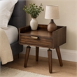 Pemberly Row Sutton Acacia Veneer Wood Nightstand in Walnut Finish