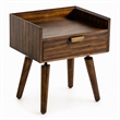 Pemberly Row Sutton Acacia Veneer Wood Nightstand in Walnut Finish