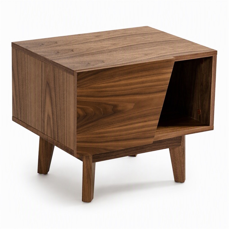 Pemberly Row Mid-Century Wood Nightstand with 1 Drawer in Walnut Finish