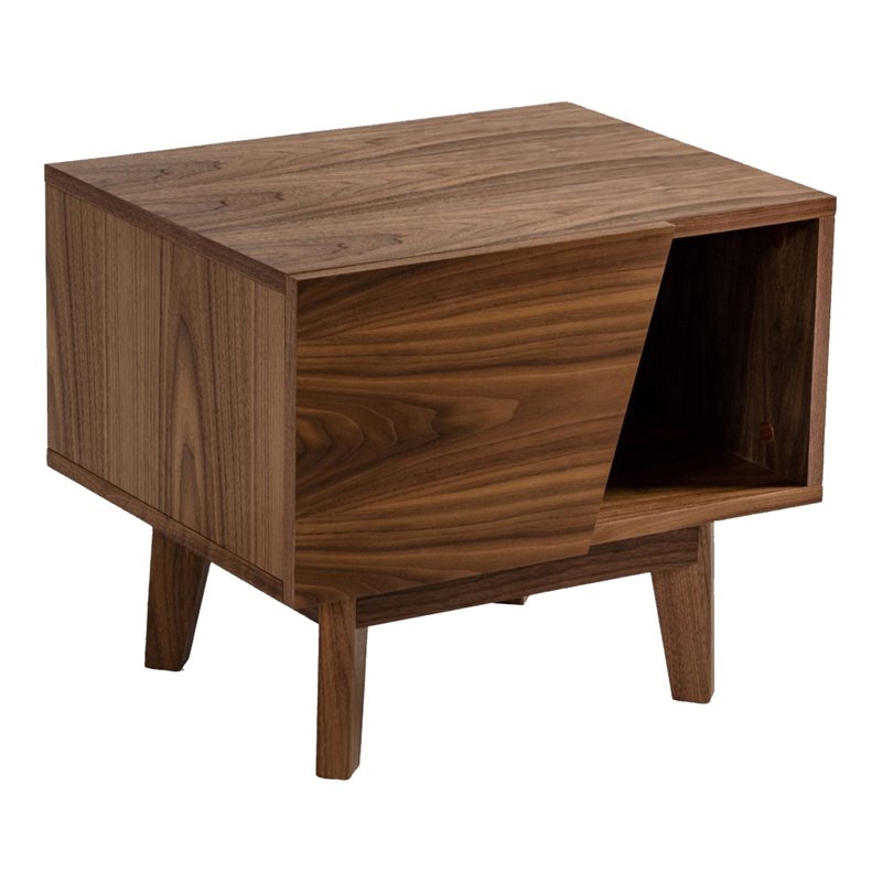Pemberly Row Mid-Century Wood Nightstand with 1 Drawer in Walnut Finish