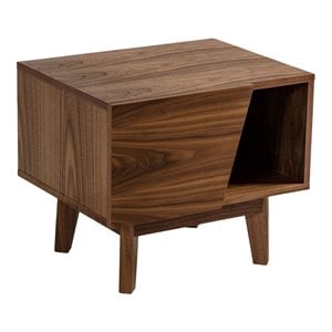Pemberly Row Mid-Century Wood Nightstand with 1 Drawer in Walnut Finish