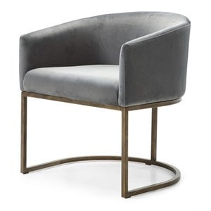 Pemberly Row 18&quot Modern Velvet and Metal Dining Chair in Gray