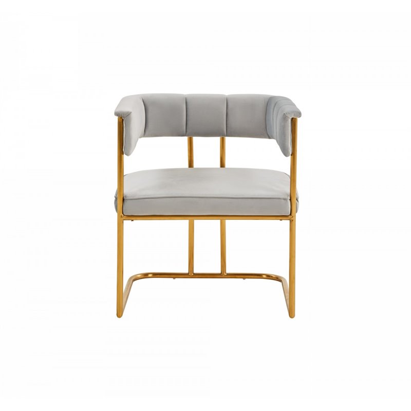 Pemberly Row Modern Fabric and Metal Dining Chair in Light Gray