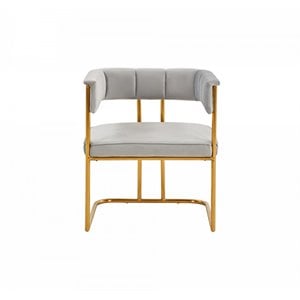Pemberly Row Modern Fabric and Metal Dining Chair in Light Gray