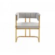 Pemberly Row Modern Fabric and Metal Dining Chair in Light Gray