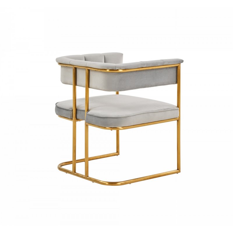 Pemberly Row Modern Fabric and Metal Dining Chair in Light Gray