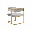 Pemberly Row Modern Fabric and Metal Dining Chair in Light Gray