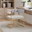 Pemberly Row Modern Fabric and Metal Dining Chair in Light Gray