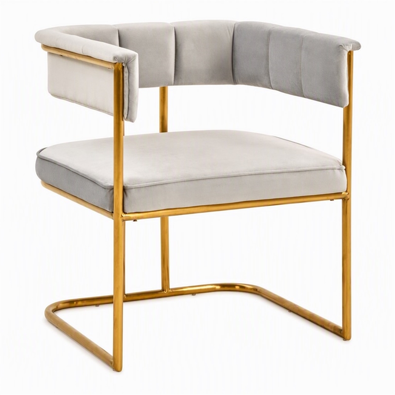 Pemberly Row Modern Fabric and Metal Dining Chair in Light Gray