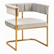 Pemberly Row Modern Fabric and Metal Dining Chair in Light Gray