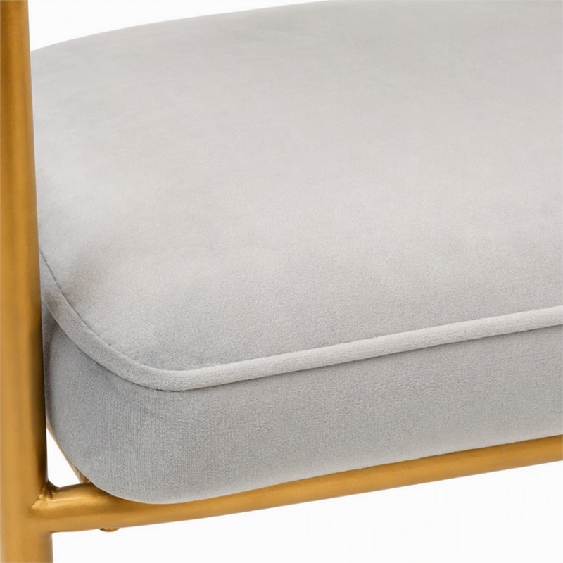 Pemberly Row Modern Fabric and Metal Dining Chair in Light Gray
