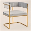 Pemberly Row Modern Fabric and Metal Dining Chair in Light Gray