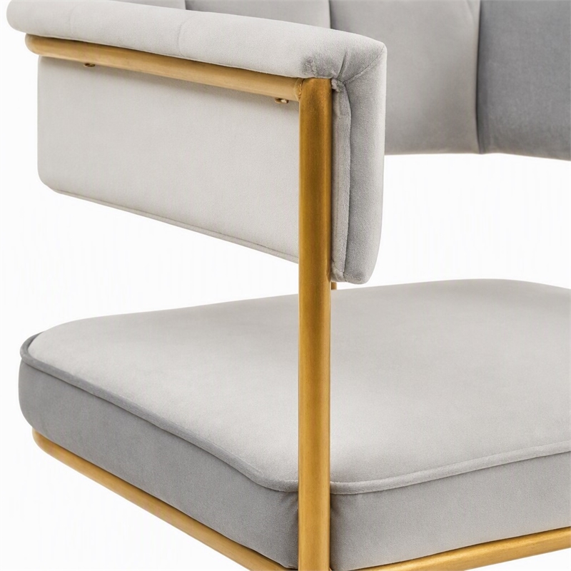 Pemberly Row Modern Fabric and Metal Dining Chair in Light Gray