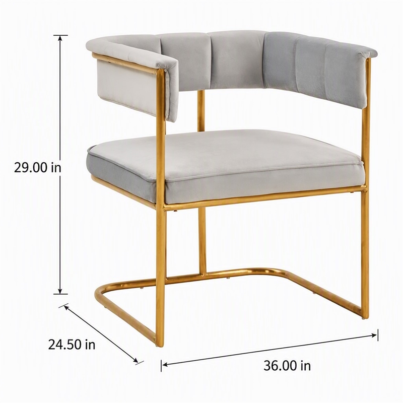 Pemberly Row Modern Fabric and Metal Dining Chair in Light Gray