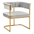 Pemberly Row Modern Fabric and Metal Dining Chair in Light Gray