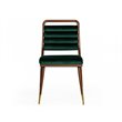 Pemberly Row Velvet Dining Chair with Channel Tufting in Green and Walnut