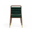 Pemberly Row Velvet Dining Chair with Channel Tufting in Green and Walnut