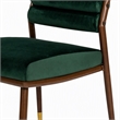 Pemberly Row Velvet Dining Chair with Channel Tufting in Green and Walnut