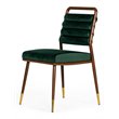 Pemberly Row Velvet Dining Chair with Channel Tufting in Green and Walnut
