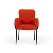 Pemberly Row Mid-Century Velvet Dining Chair in Orange with Metal Legs