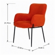 Pemberly Row Mid-Century Velvet Dining Chair in Orange with Metal Legs