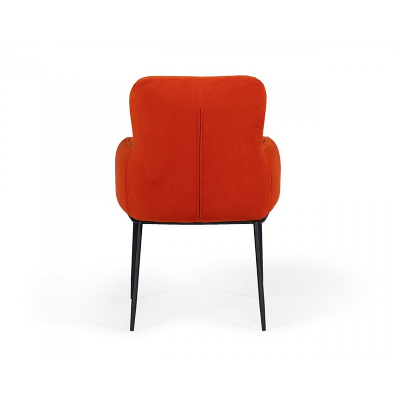 Pemberly Row Mid-Century Velvet Dining Chair in Orange with Metal Legs