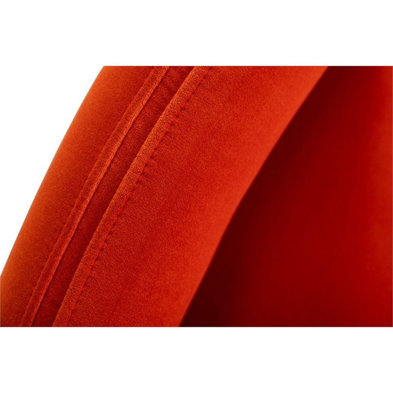 Pemberly Row Mid-Century Velvet Dining Chair in Orange with Metal Legs