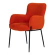 Pemberly Row Mid-Century Velvet Dining Chair in Orange with Metal Legs
