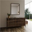 Pemberly Row Mid-Century Solid Wood Dresser in Dark Brown and White