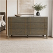 Pemberly Row Mid-Century Solid Wood Dresser in Dark Brown and White