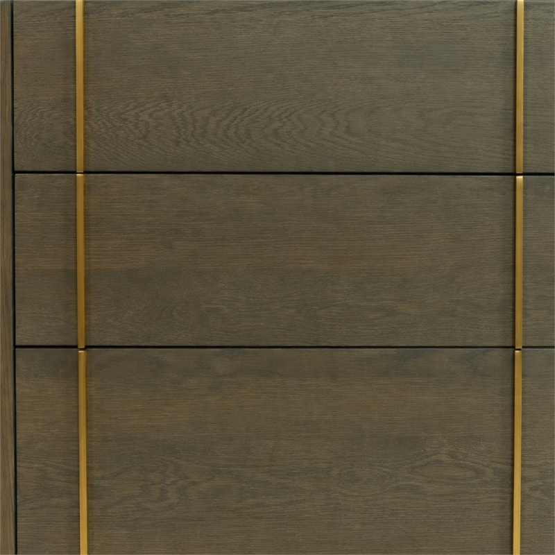 Pemberly Row Mid-Century Solid Wood Dresser in Dark Brown and White