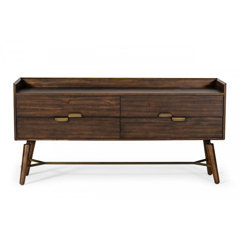 Pemberly Row Acacia Veneer Wood Dresser with Metal Accents in Brown