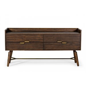 Pemberly Row Acacia Veneer Wood Dresser with Metal Accents in Brown