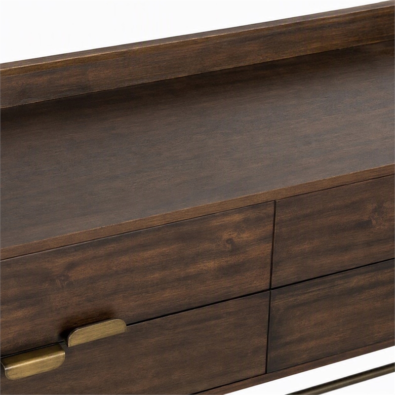 Pemberly Row Acacia Veneer Wood Dresser with Metal Accents in Brown
