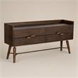 Pemberly Row Acacia Veneer Wood Dresser with Metal Accents in Brown