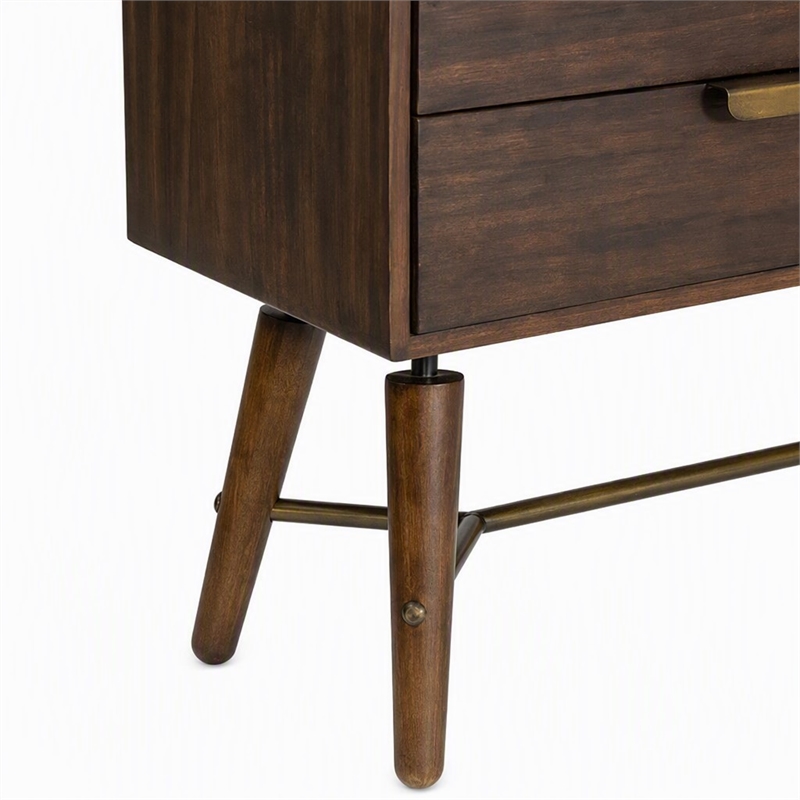 Pemberly Row Acacia Veneer Wood Dresser with Metal Accents in Brown