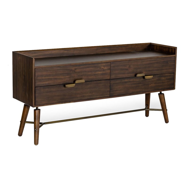 Pemberly Row Acacia Veneer Wood Dresser with Metal Accents in Brown