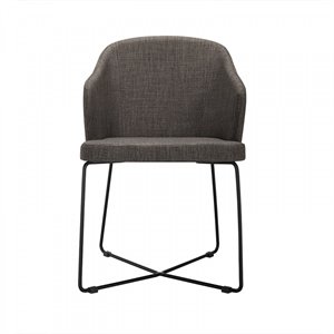 Pemberly Row Set of 2 Modern Gray Dining Chairs with Metal Legs