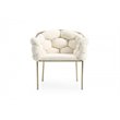 Pemberly Row Modern Velour Dining Chair with Brass Frame in White