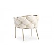 Pemberly Row Modern Velour Dining Chair with Brass Frame in White