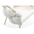 Pemberly Row Modern Velour Dining Chair with Brass Frame in White