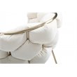 Pemberly Row Modern Velour Dining Chair with Brass Frame in White