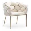 Pemberly Row Modern Velour Dining Chair with Brass Frame in White