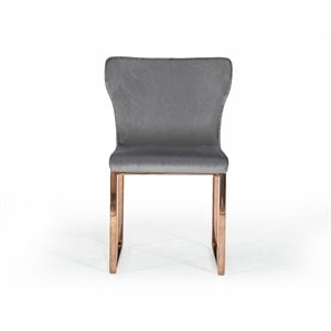 Pemberly Row Modern Stainless Steel Velvet Dining Chair in Gray