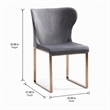 Pemberly Row Modern Stainless Steel Velvet Dining Chair in Gray