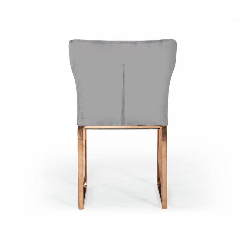 Pemberly Row Modern Stainless Steel Velvet Dining Chair in Gray